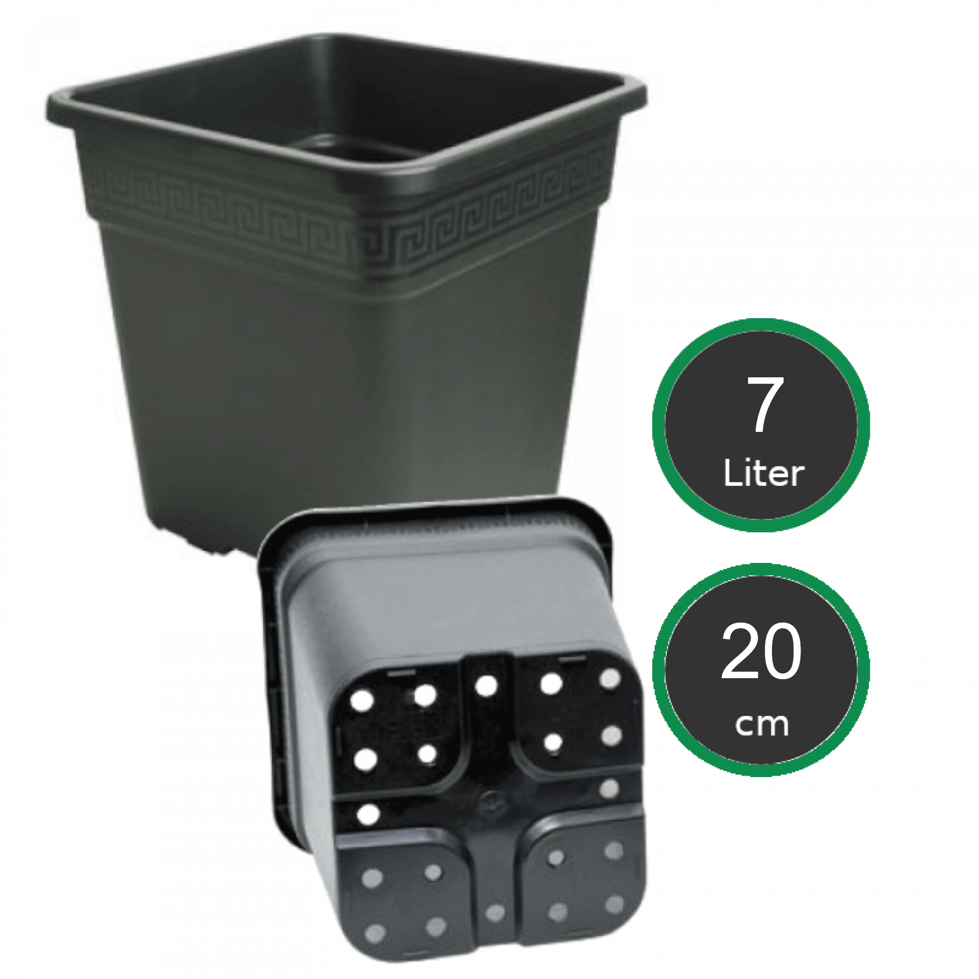 Vierkant Töpfe 20x20x25 cm, 7ltr. 