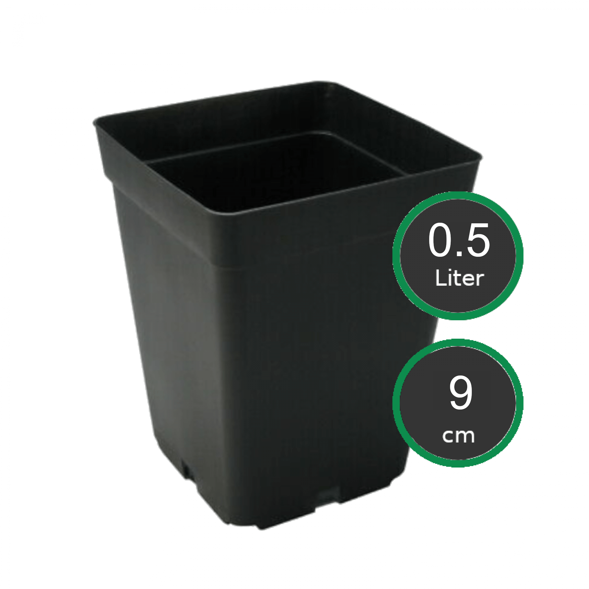 Vierkant Töpfe 9x9x10 cm, 0.5 ltr.