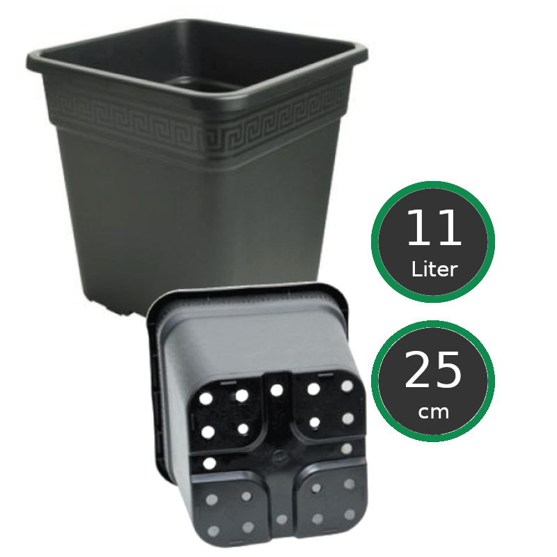 Vierkant Töpfe 25x25x25.5 cm, 11ltr. 